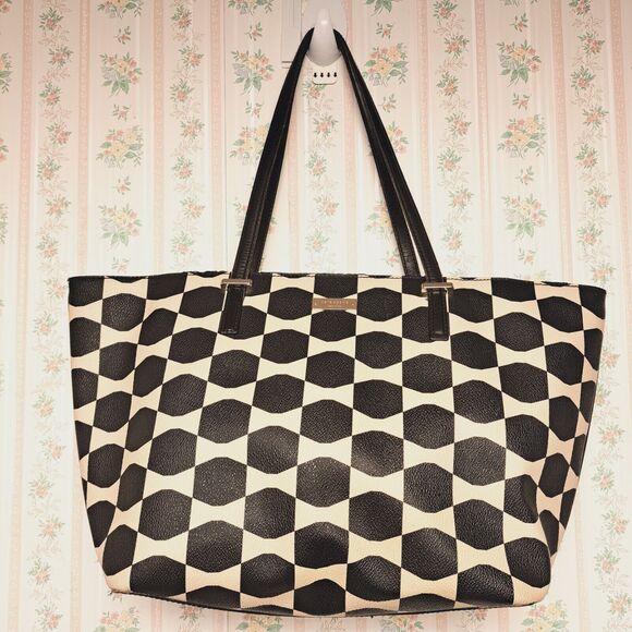 Kate Spade Francis Tote Bag allover bowtie coated canvas leather Shoulder Purse - Picture 1 of 16